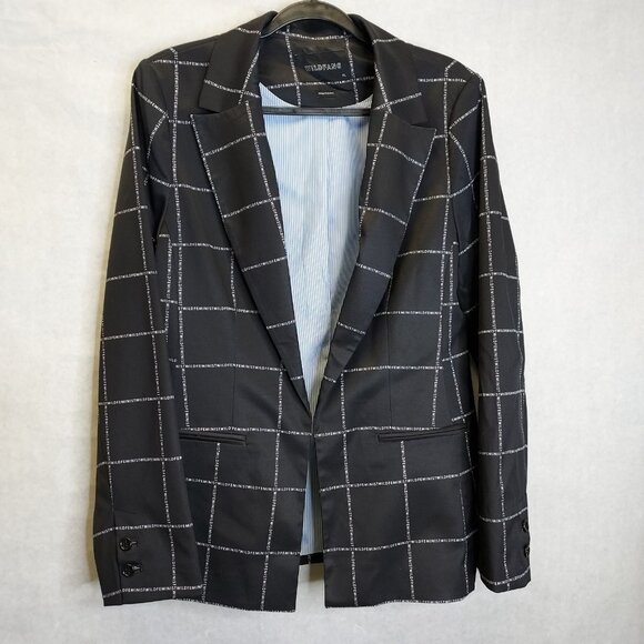 Wildfang Boyfriend Blazer Women's XL Wild Feminist Black Satin Suit Jacket Lined - Picture 1 of 16